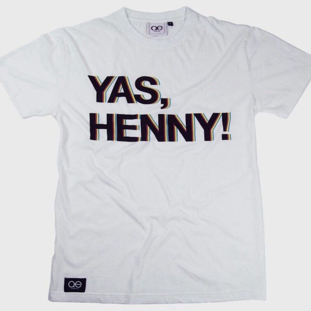 QUEER EYE YAS Henny T-Shirt White Adult Size Medium‎ Unisex Casual Tee NWT